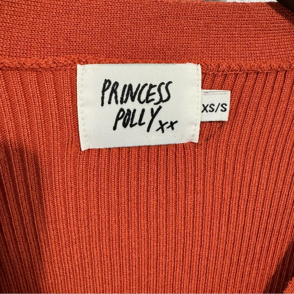 Princess Polly orange ribbed cropped cardigan small - Picture 3 of 6